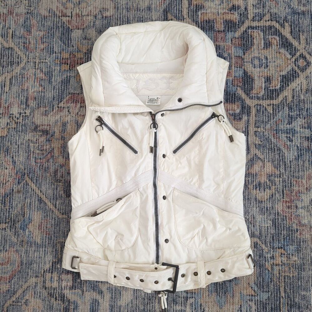 Jet Set JSX White Puffer Winter Snow Vest Zipper Details Size 2